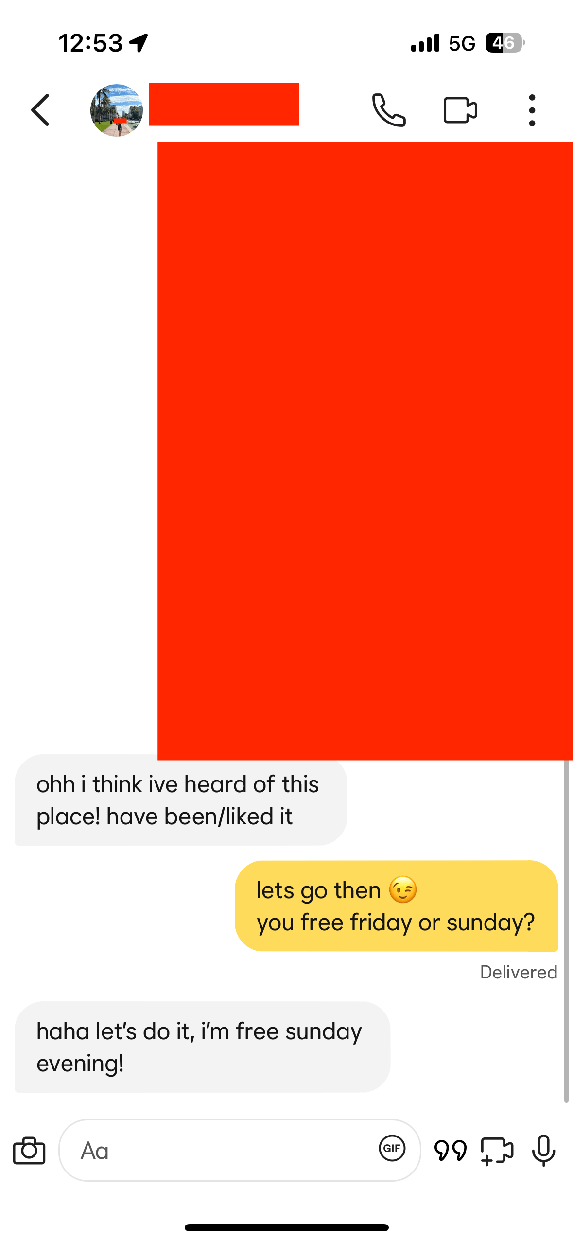 Dating app conversation screenshot