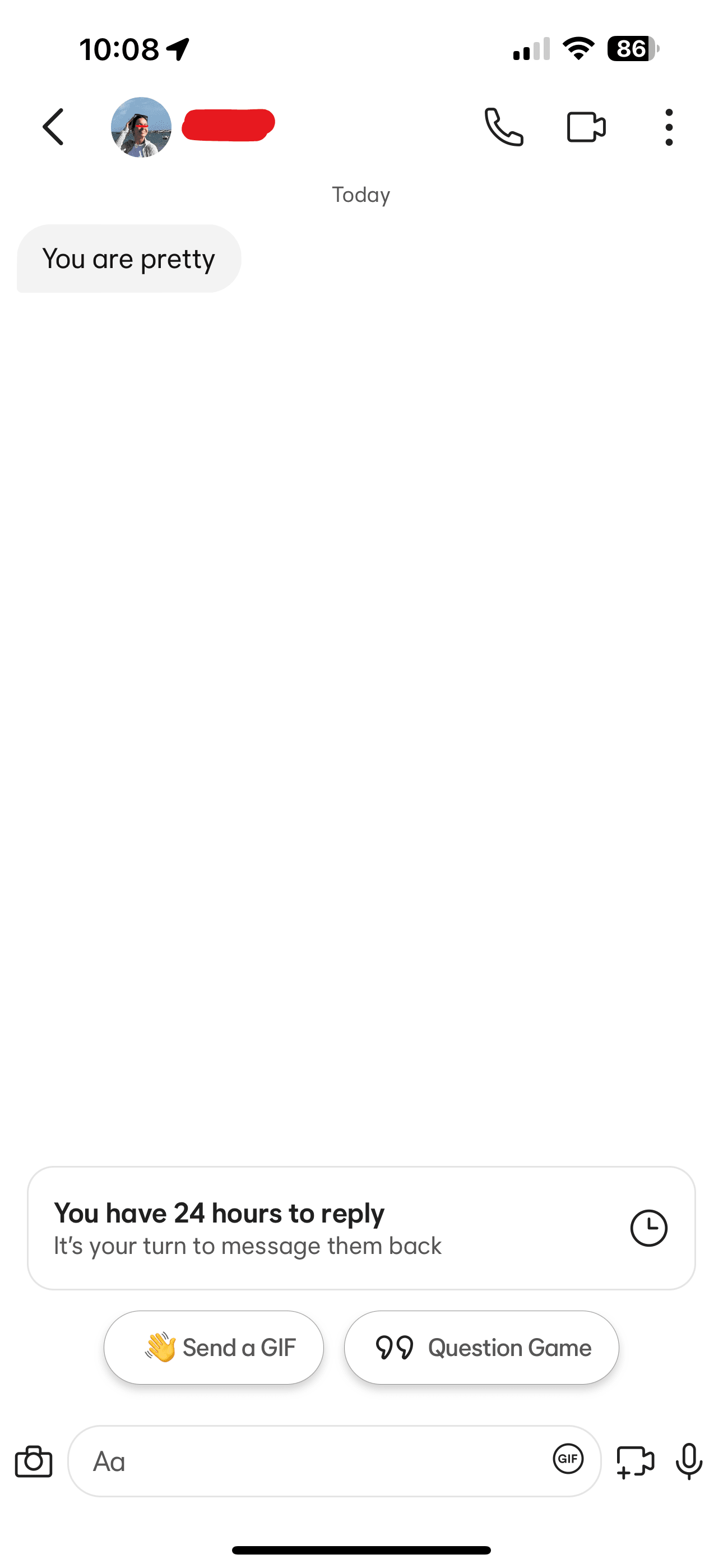 Dating app conversation screenshot