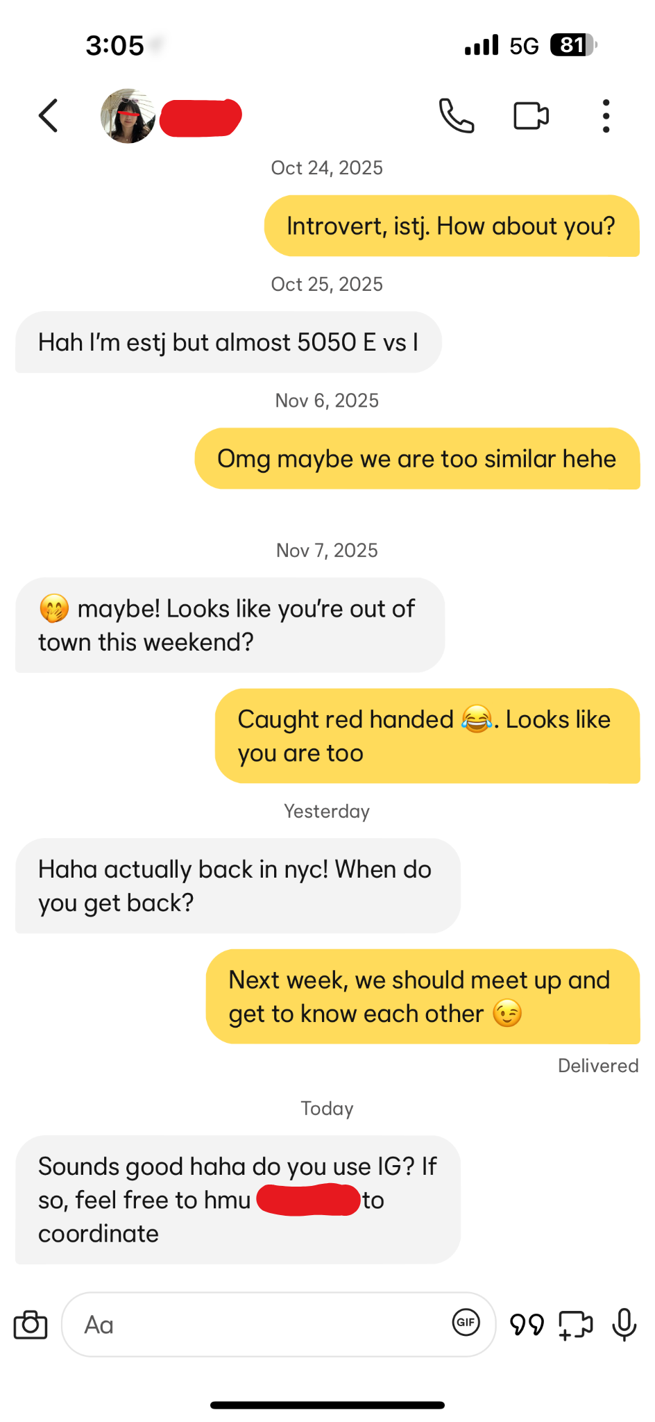 Dating app conversation screenshot 3